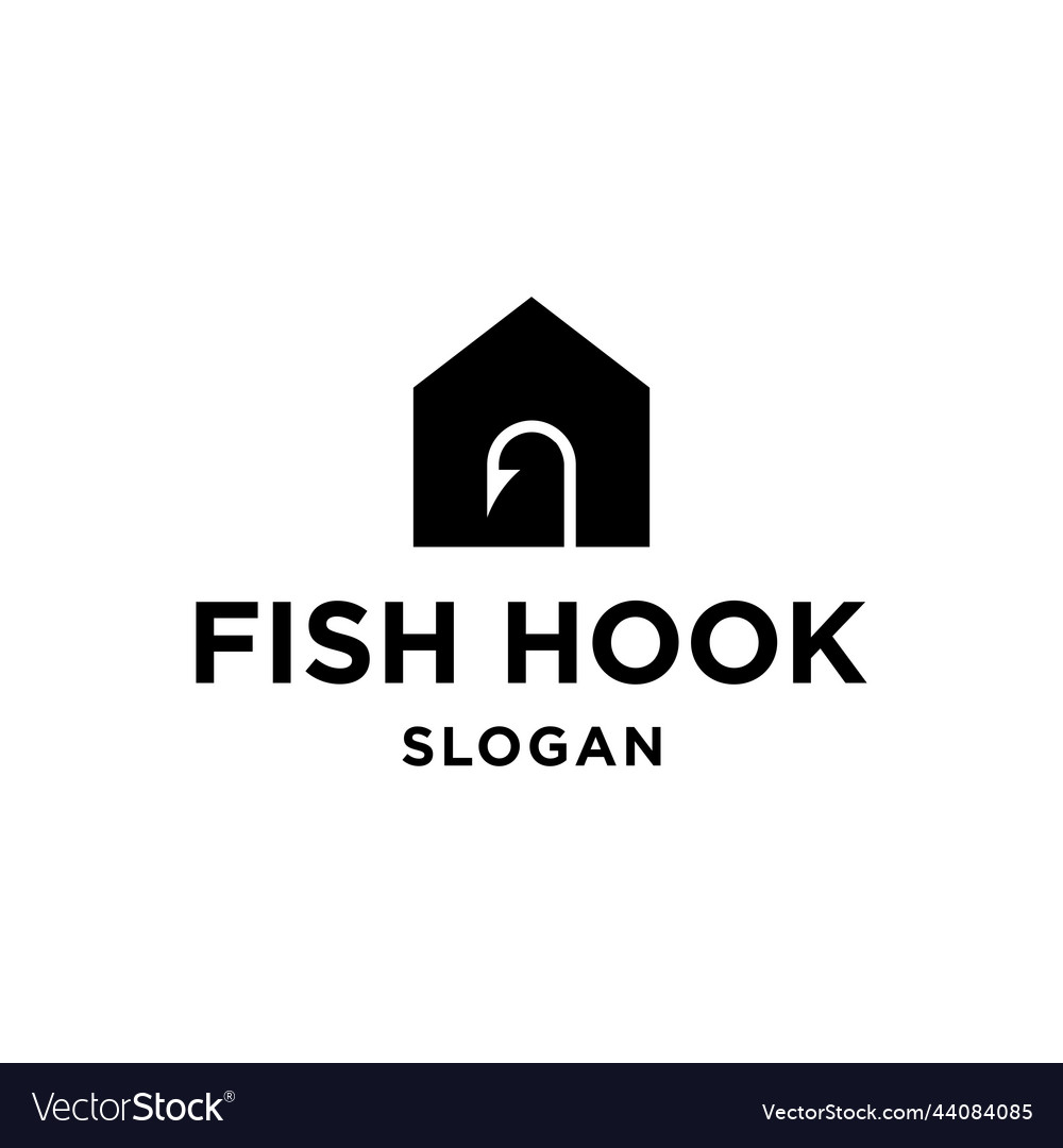 Fish hook house logo concept for fishing shop Vector Image