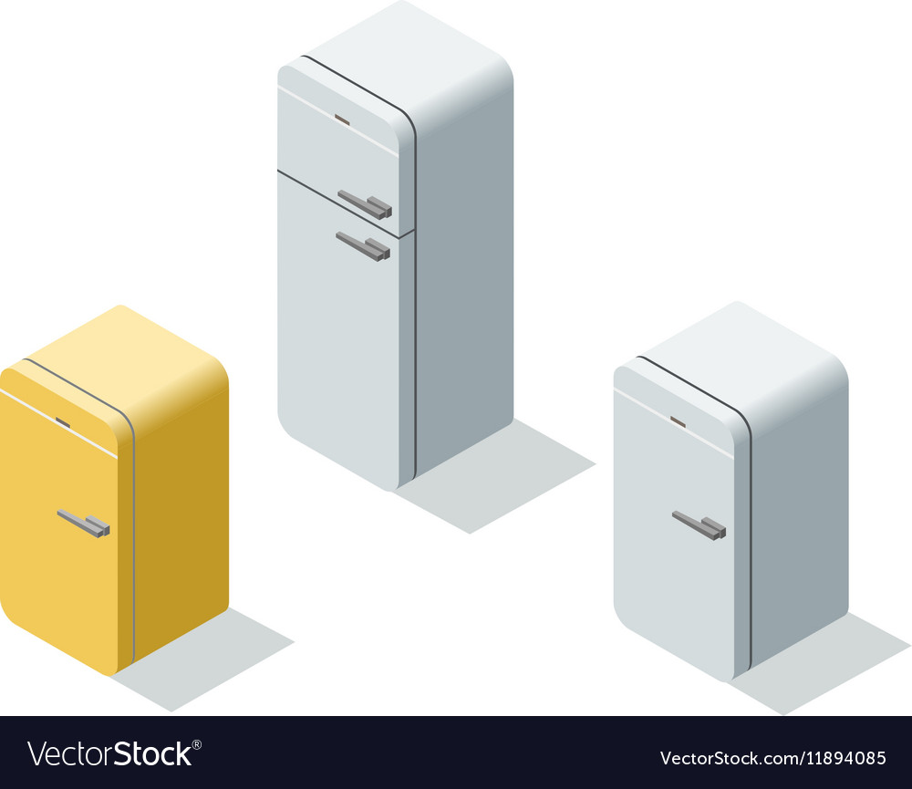 Isometric set of fridges 3d flat refrigerator