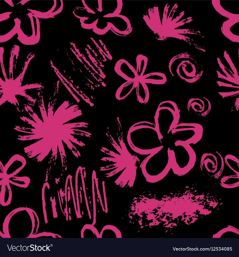 Seamless pattern with hand drawn flowers