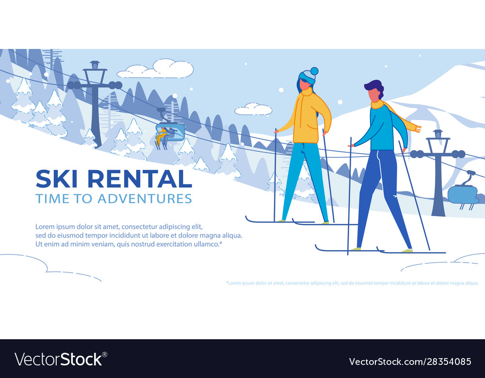 Ski rental - winter outdoor activity adventures Vector Image