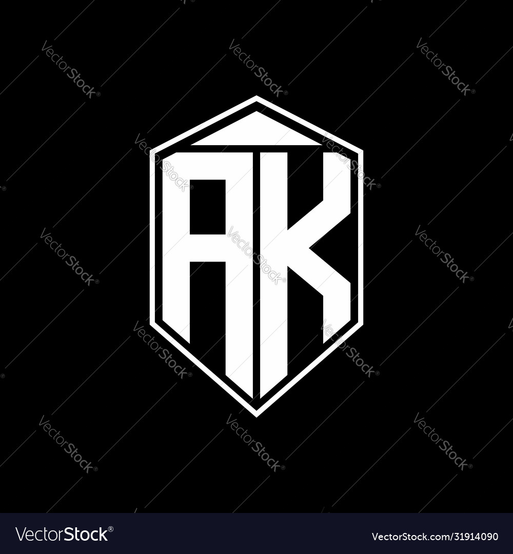 Ak logo monogram with emblem shape combination Vector Image