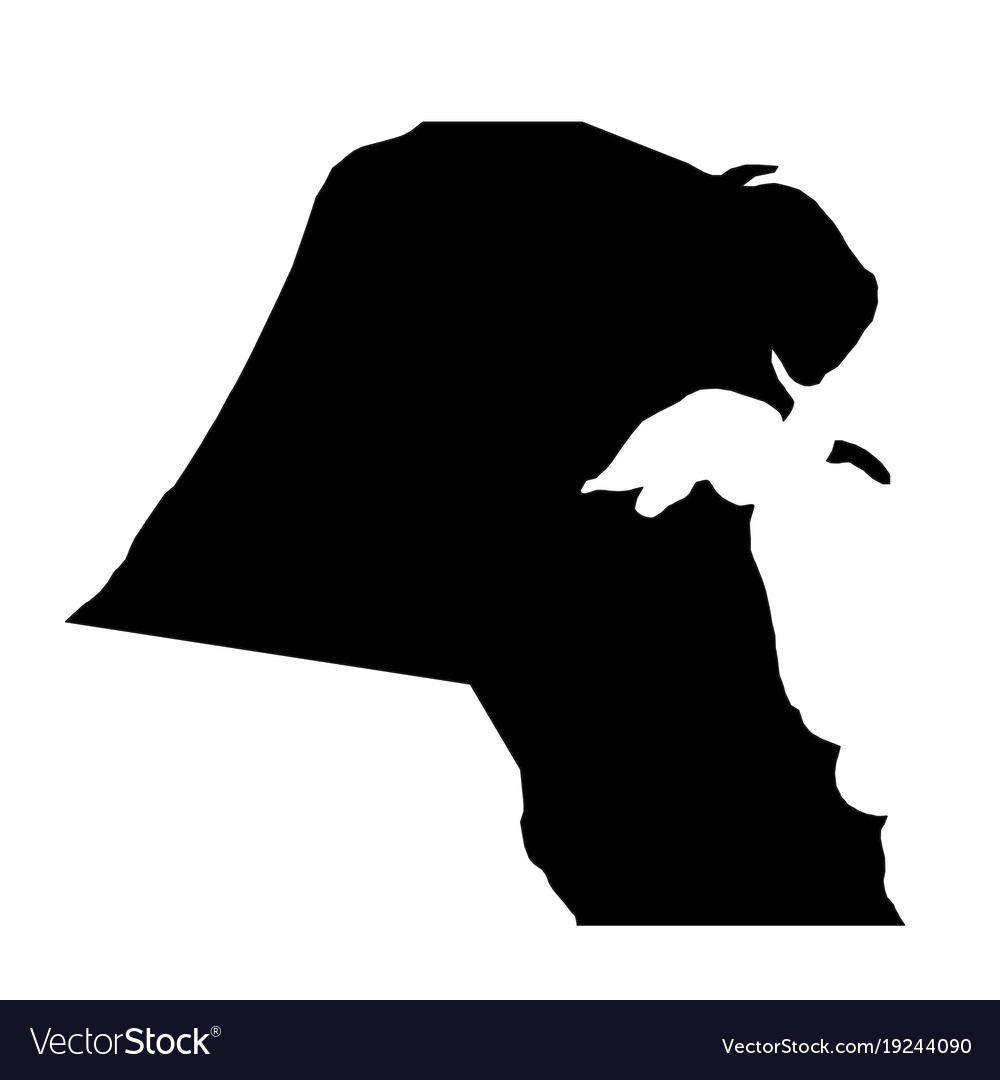 Black Silhouette Country Borders Map Of Kuwait On Vector Image