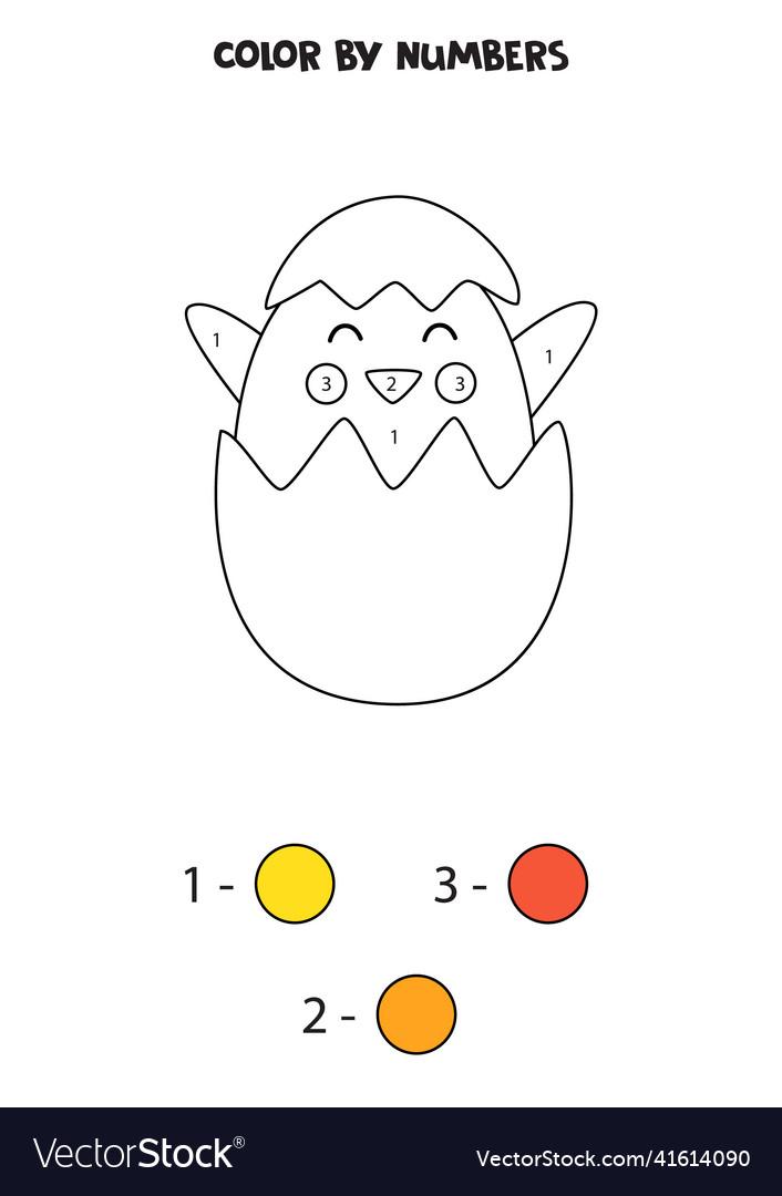 Color cute easter chicken by numbers worksheet