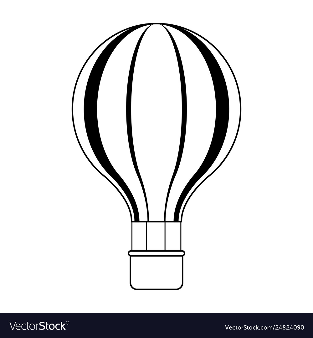 Hot air balloon symbol in black and white