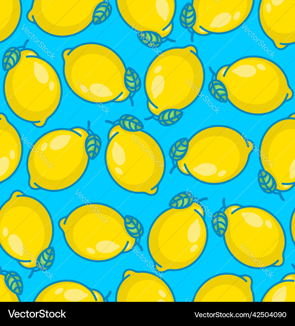 Lemon pattern seamless yellow fruit background Vector Image