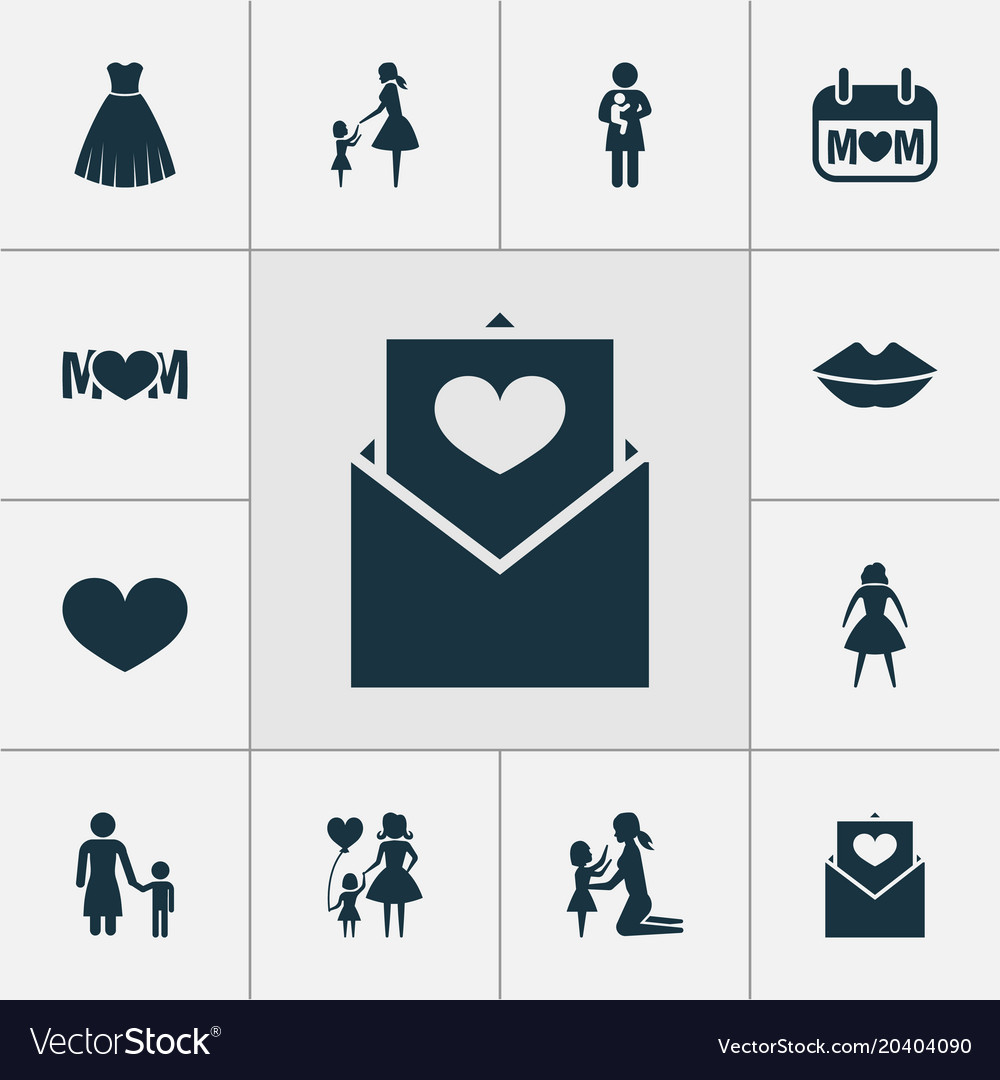 Mothers day icon design concept set of 12