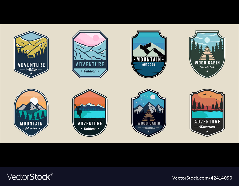 Set of outdoor wildlife emblem logo template icon