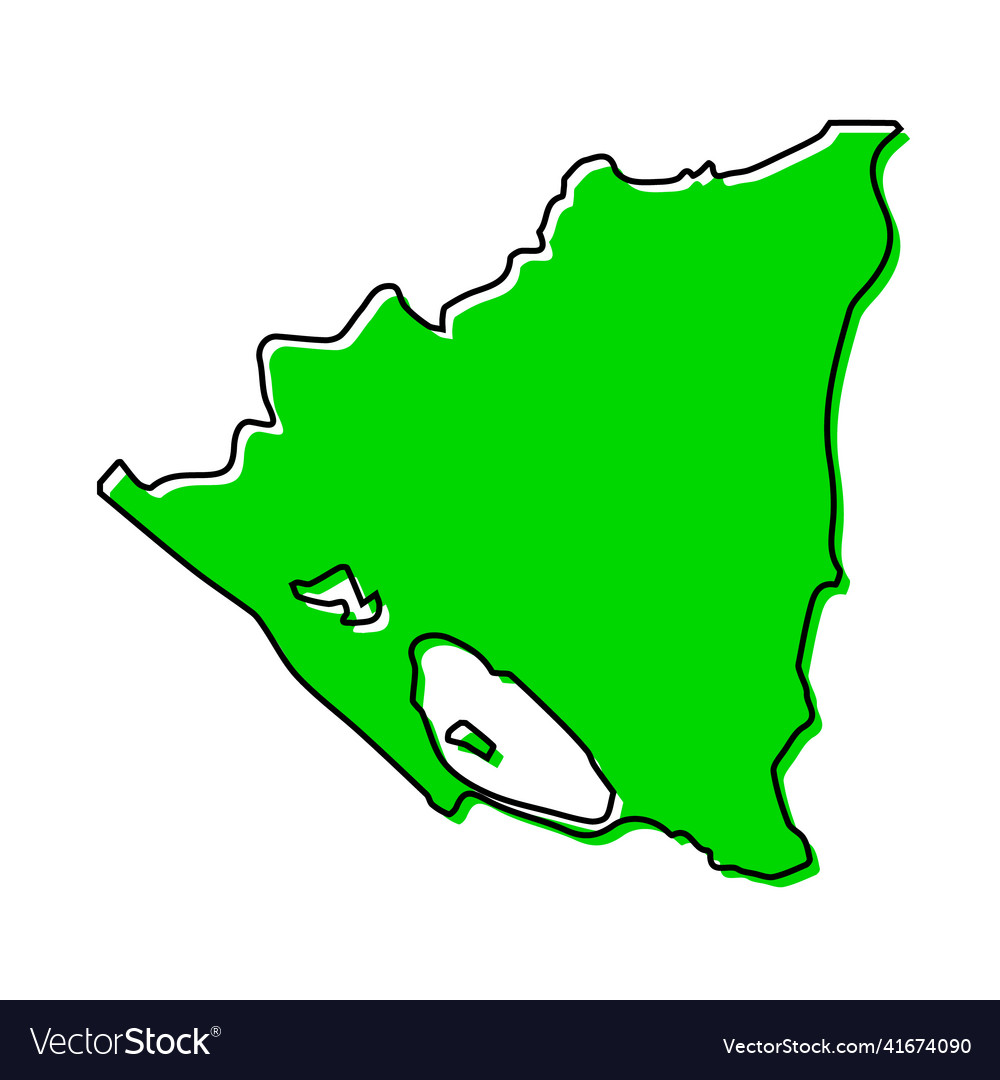 Simple Outline Map Of Nicaragua Stylized Line Vector Image