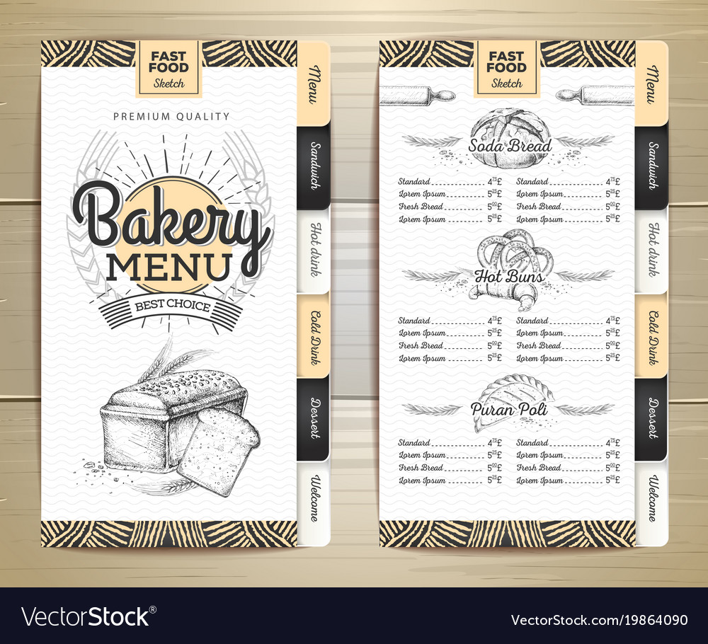 Vintage Bakery Menu Design Restaurant Menu Document Template Stock - Vrogue