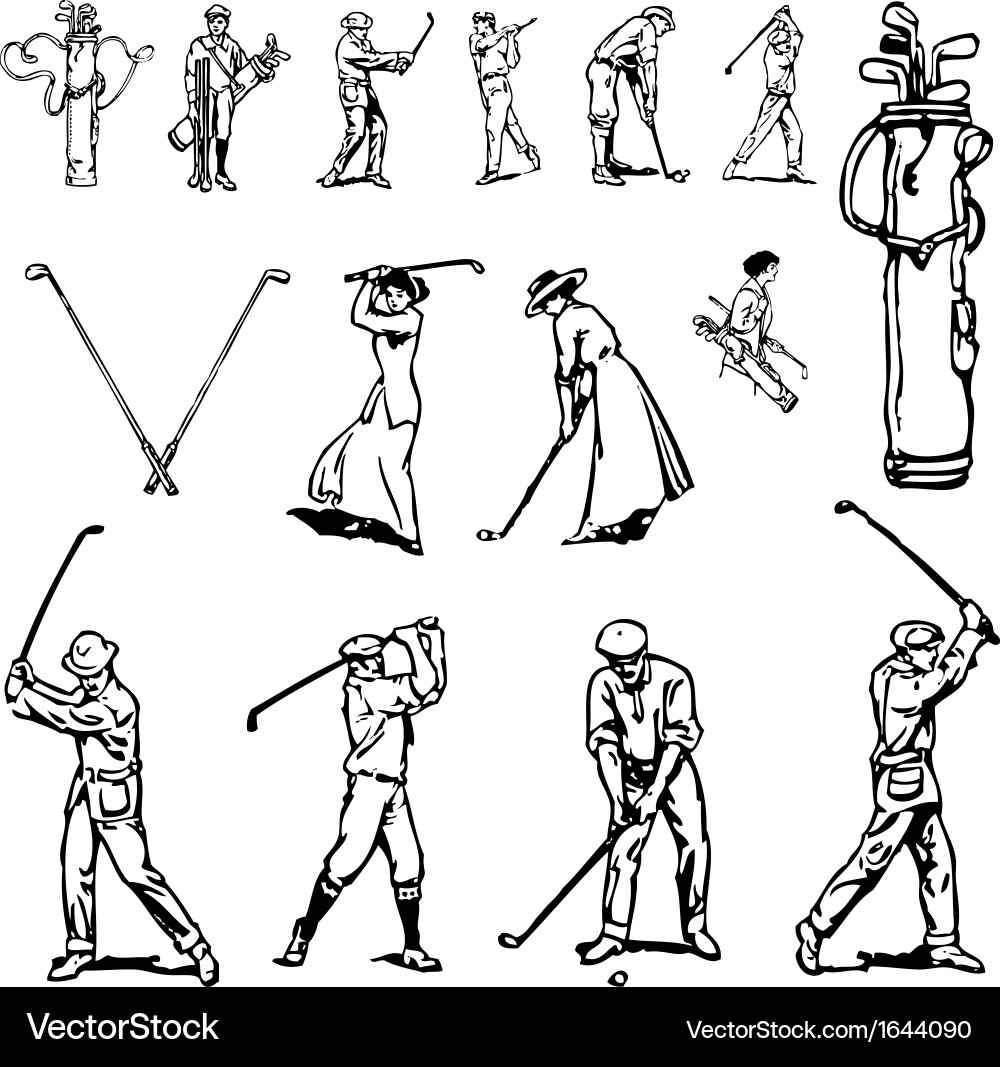 Vintage golf set Royalty Free Vector Image - VectorStock