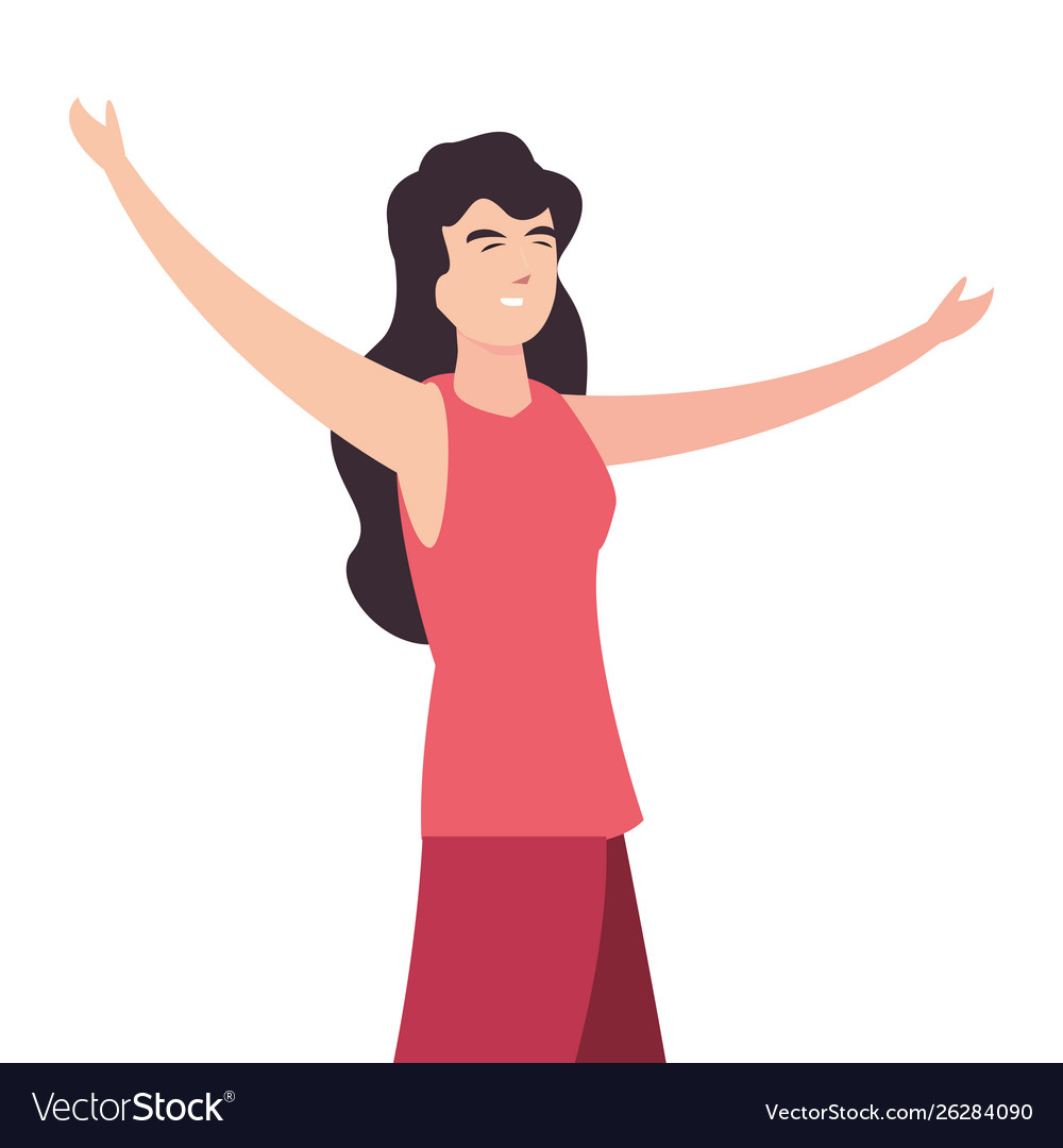 Woman happy young character on white background Vector Image