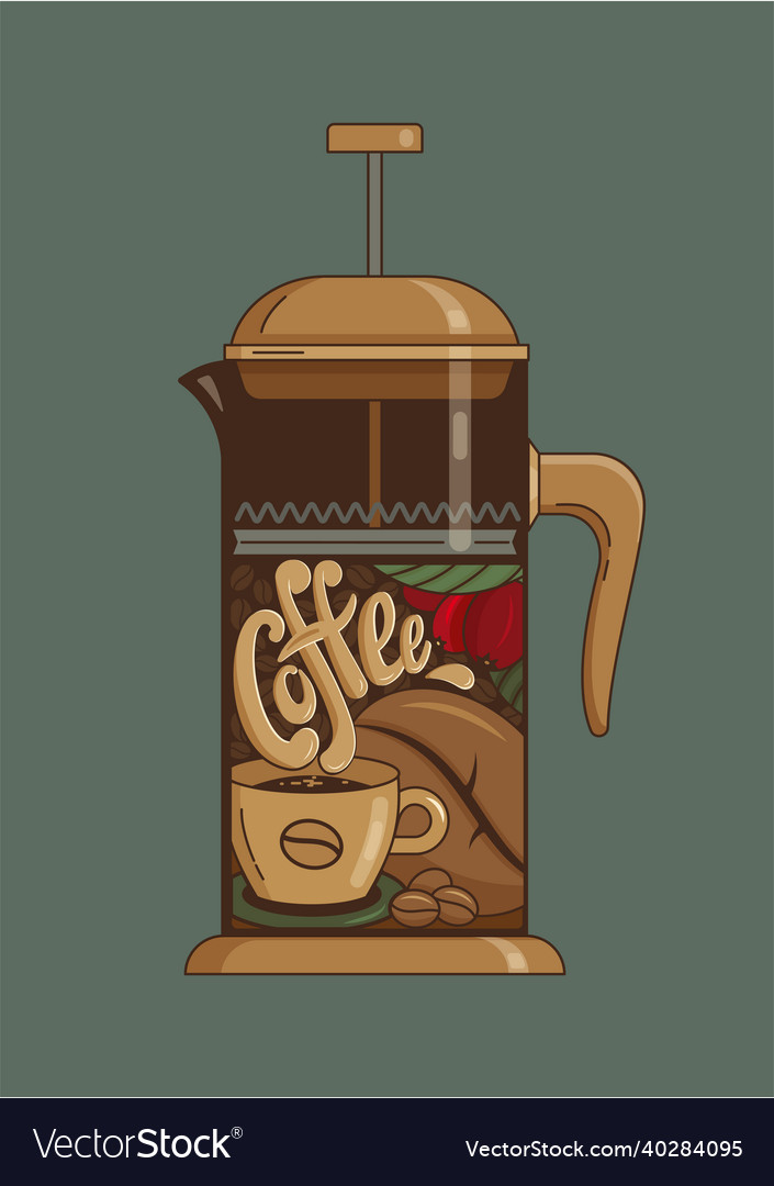 Advertising poster french press coffee shop Vector Image