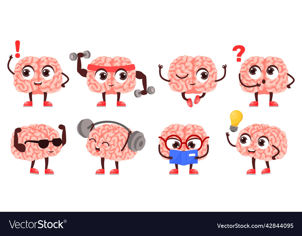 Brain mascot smart and strong character do sport Vector Image