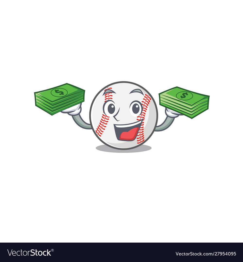 Character isolated baseball with a holding money Vector Image