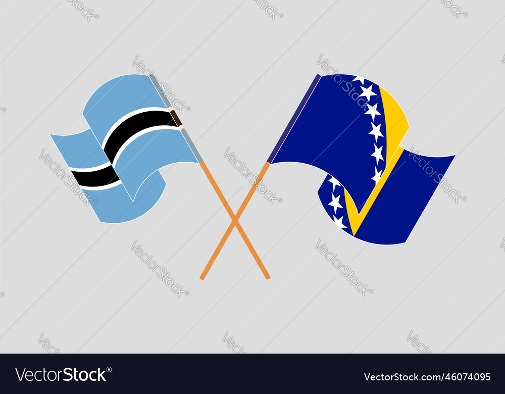 Crossed and waving flags of botswana and bosnia Vector Image