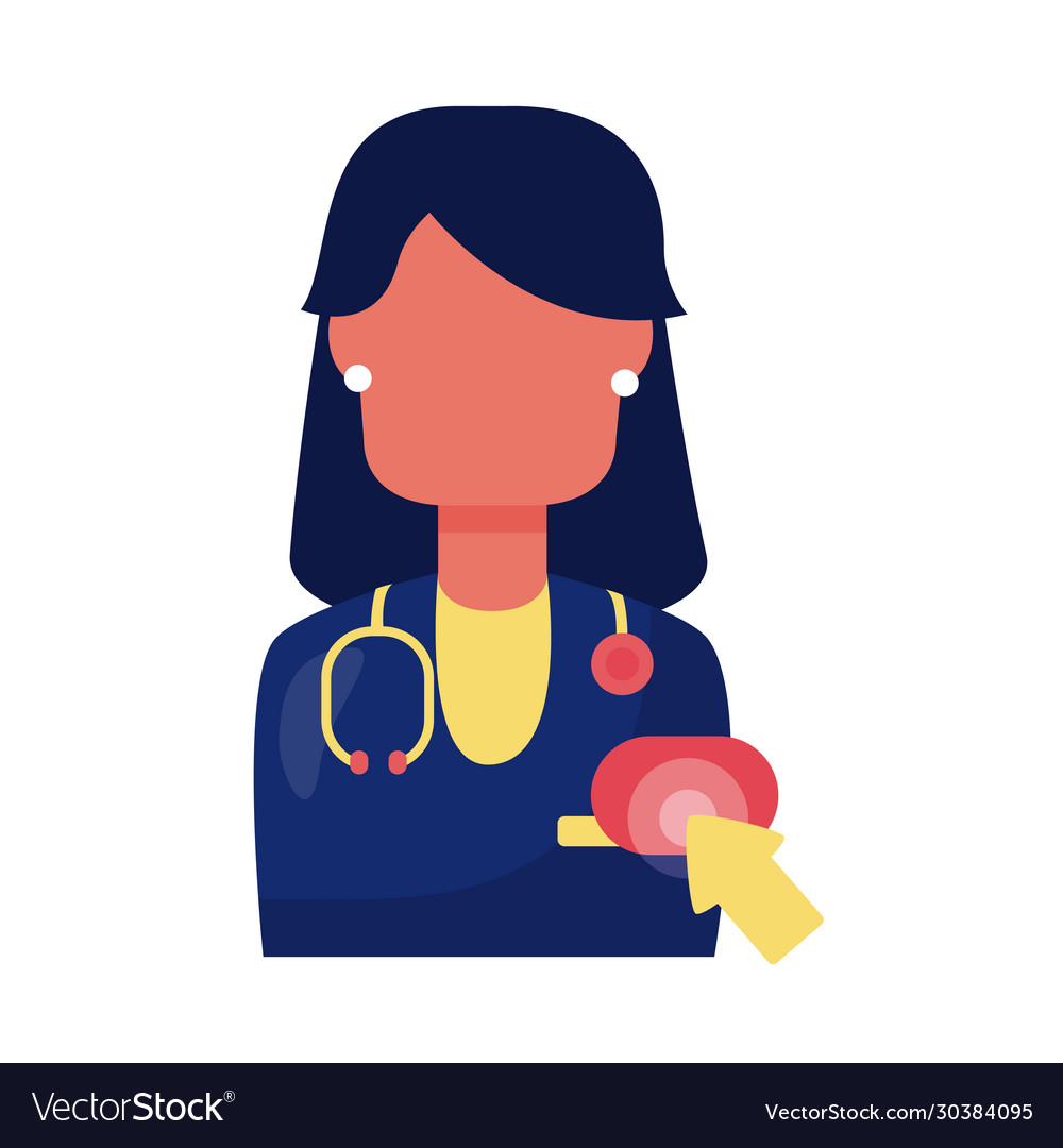 Female doctor with mouse cursor detaild style