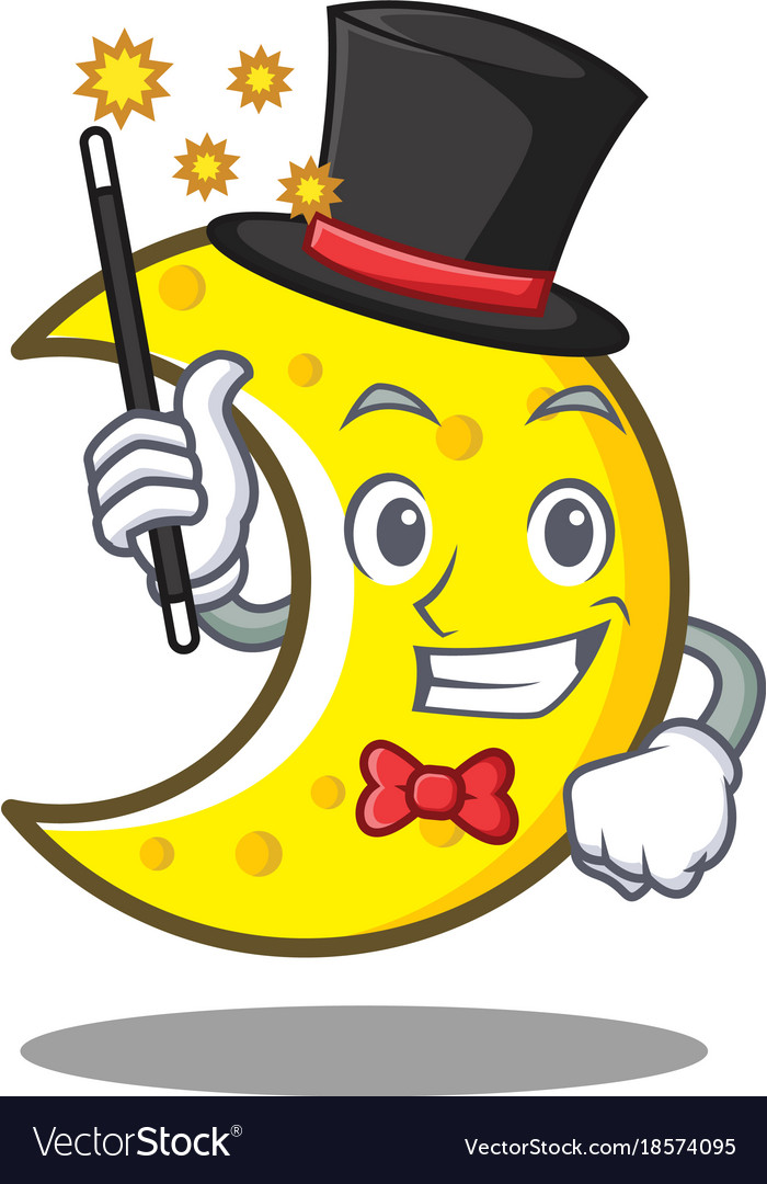 Magician crescent moon character cartoon