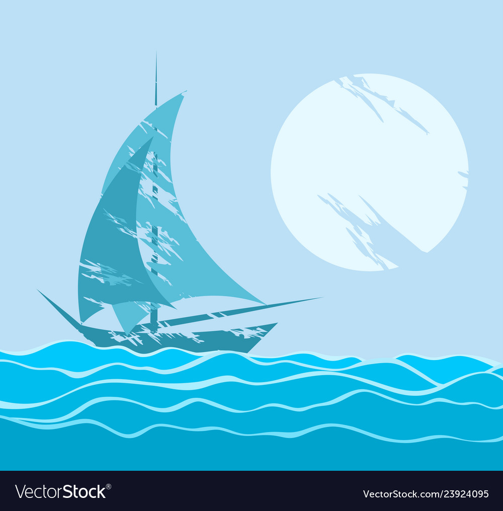 Sea with the yacht Royalty Free Vector Image - VectorStock