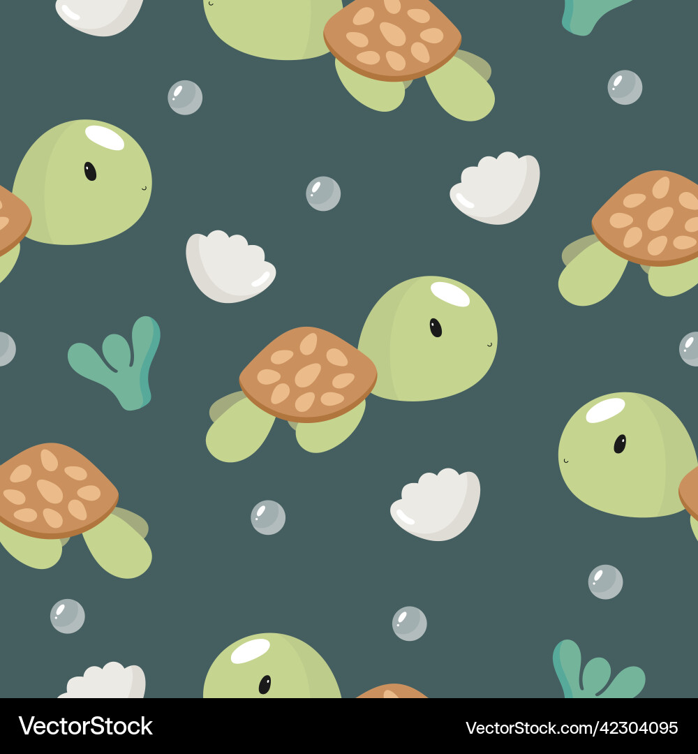 Seamless pattern with sea turtle Royalty Free Vector Image