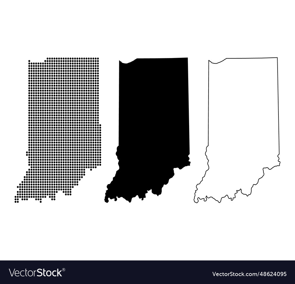 Set of indiana map united states america flat Vector Image