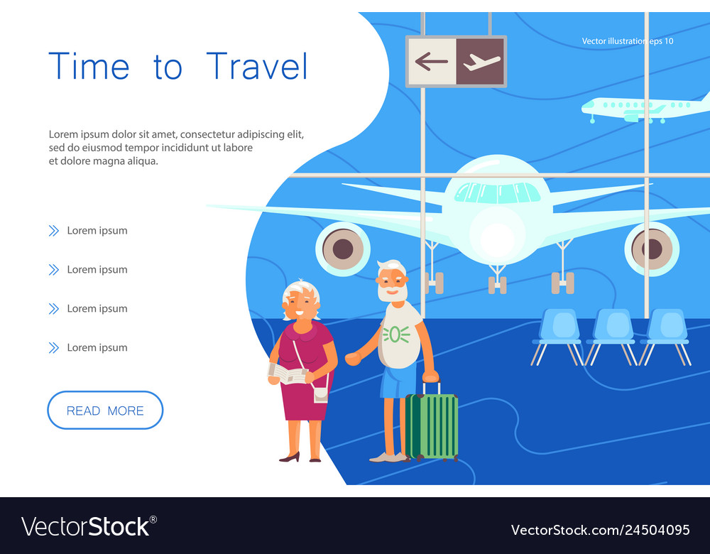 Time for travel landing elderly travelers Vector Image