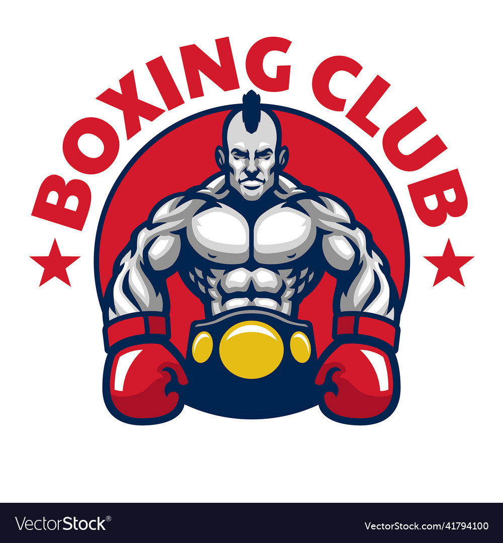 Boxing badge gym mascot logo Royalty Free Vector Image