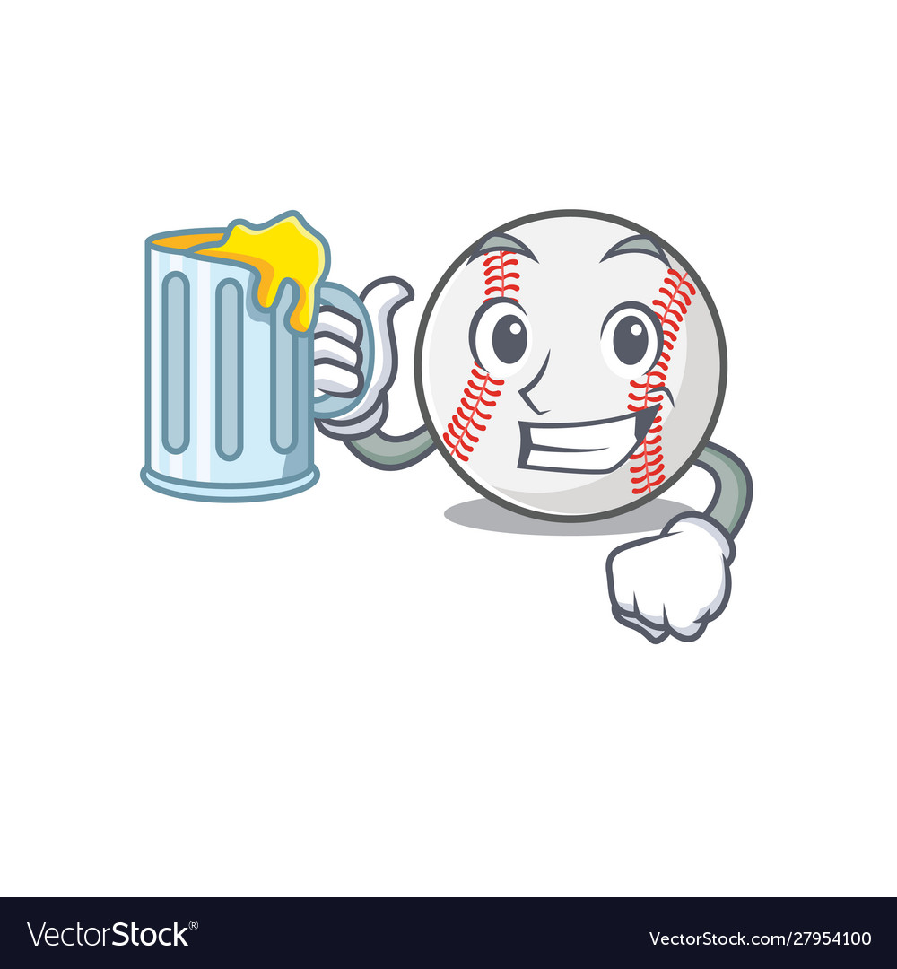 Character isolated baseball with a holding juice Vector Image