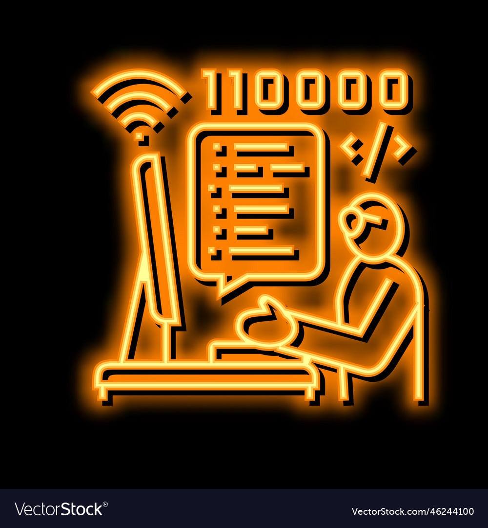 Developer freelance neon glow icon Royalty Free Vector Image