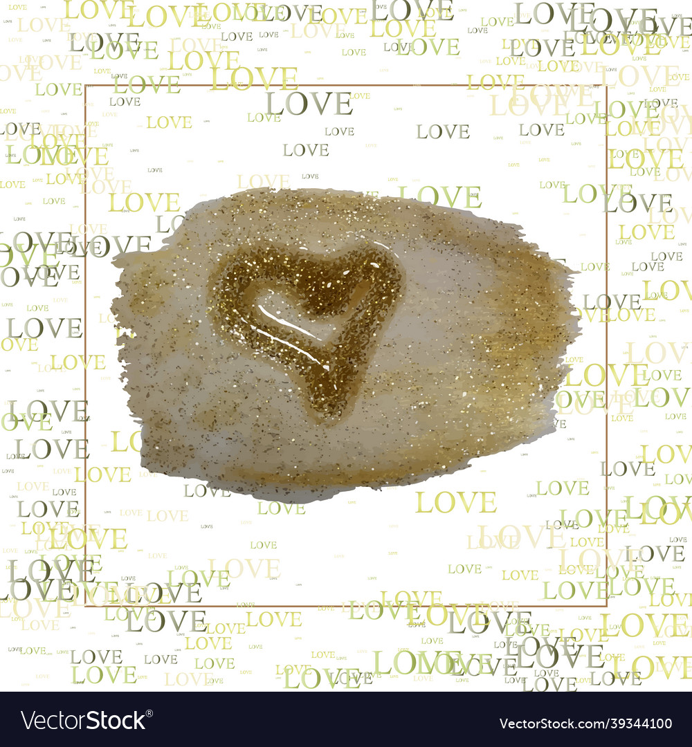 Gold heart isolated on abstract background hand