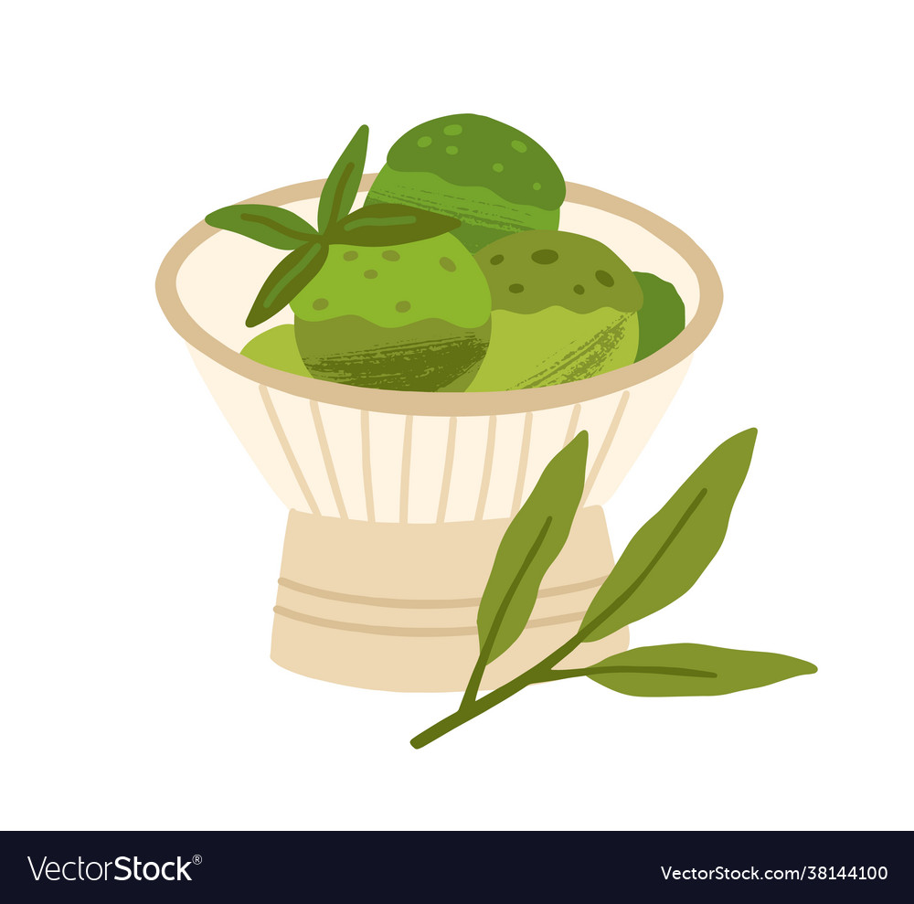 Japanese matcha green tea ice cream served in bowl