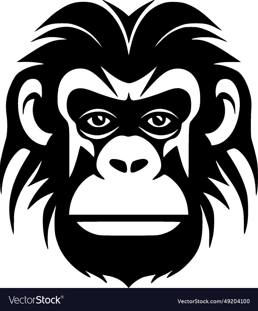 Monkey - black and white Royalty Free Vector Image