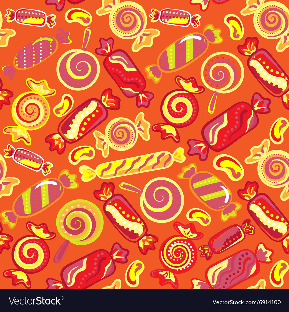 Seamless background with various candies