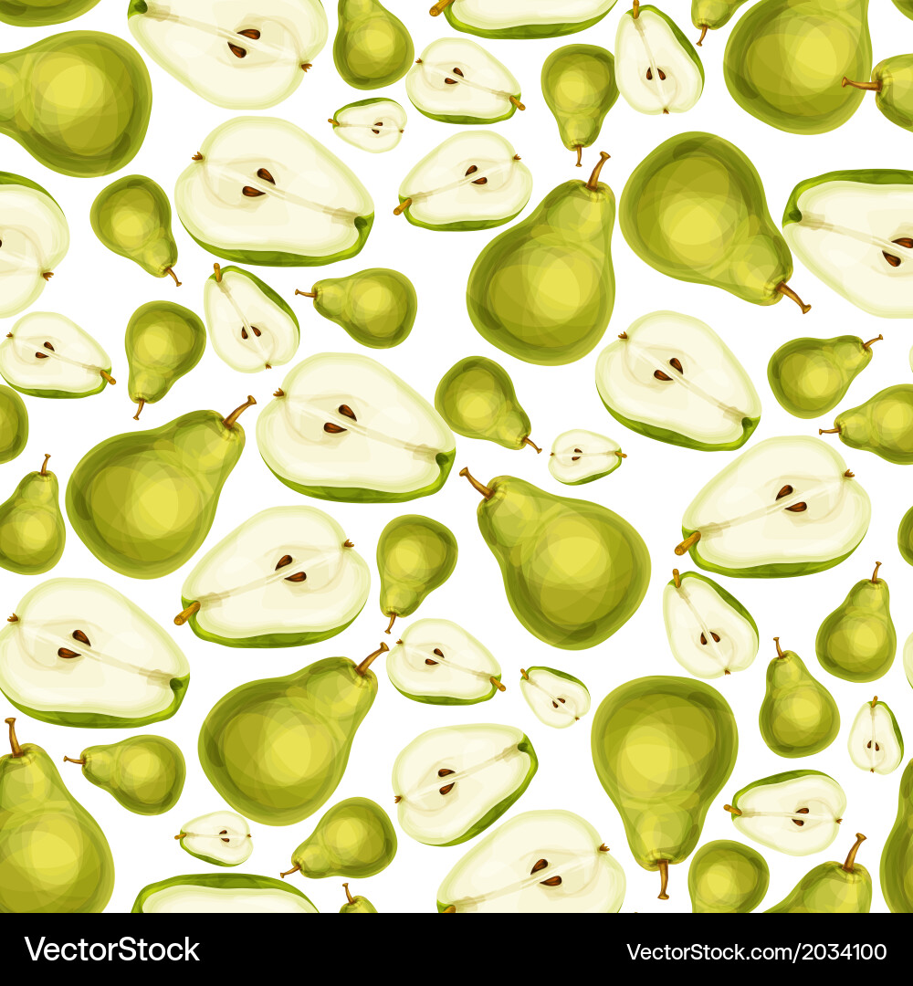 Seamless pear fruit sliced pattern Royalty Free Vector Image