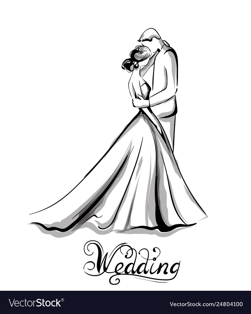 Wedding romantic couple sketches Royalty Free Vector Image