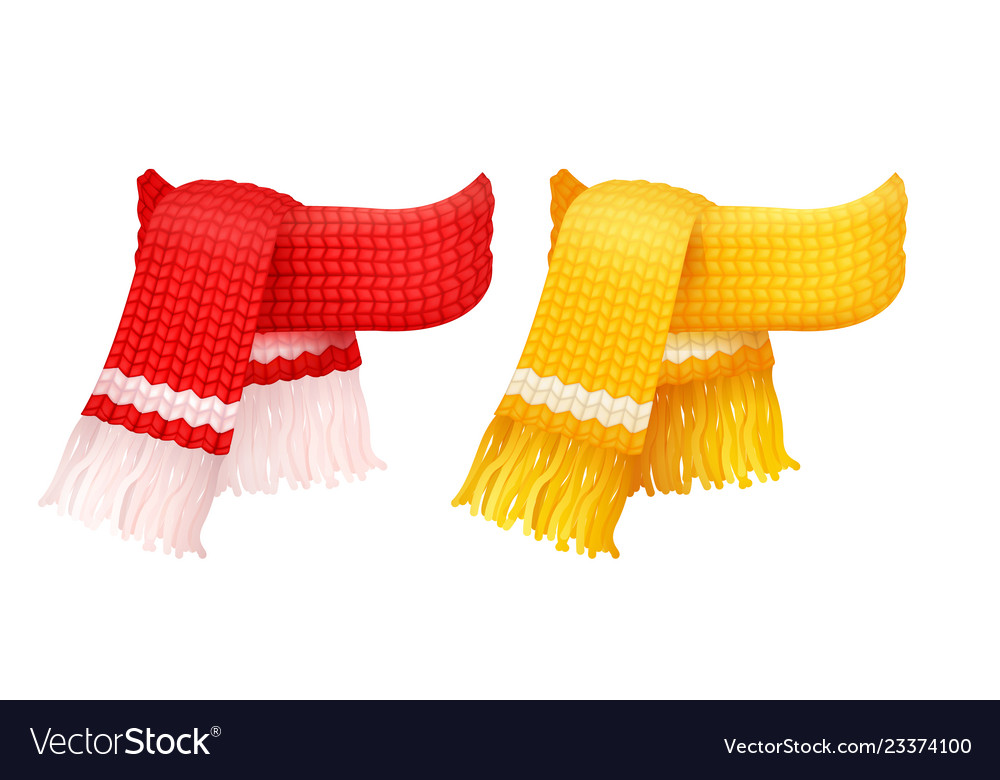 Download Yellow And Red Knitted Scarf White Woolen Threads Vector Image PSD Mockup Templates