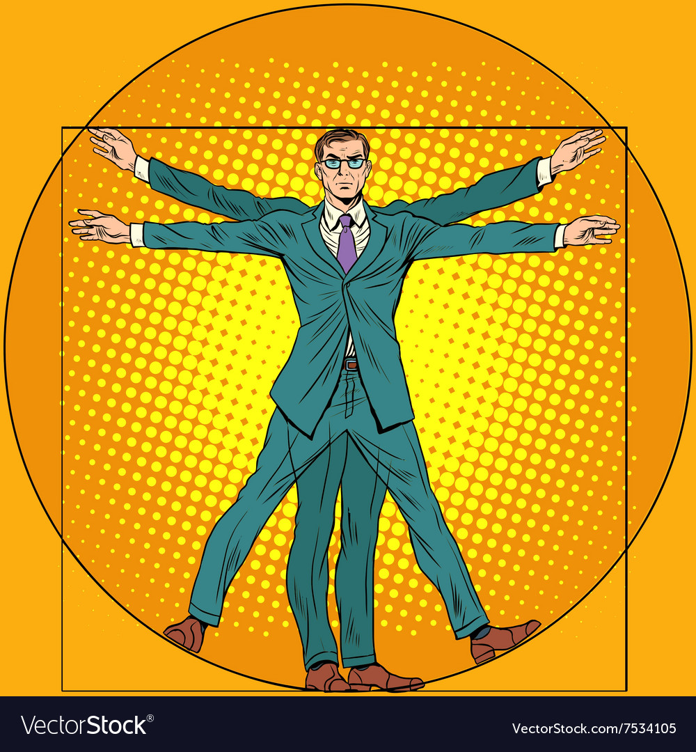 Businessman Vitruvian man Royalty Free Vector Image