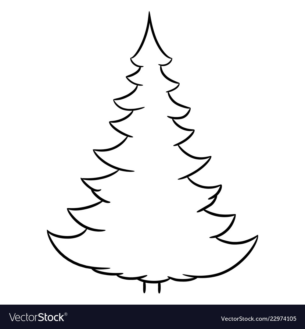 Christmas tree from contour black brush lines Vector Image