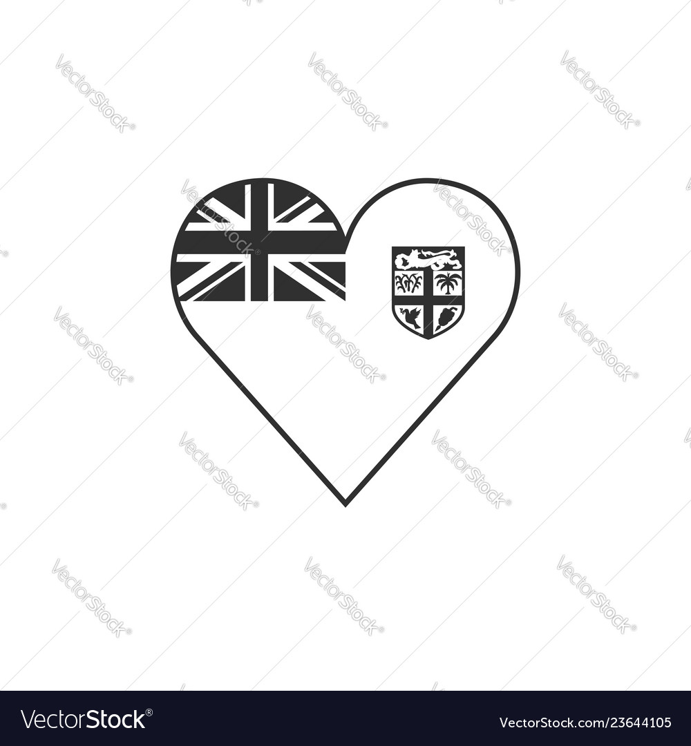 Fiji flag icon in a heart shape black outline