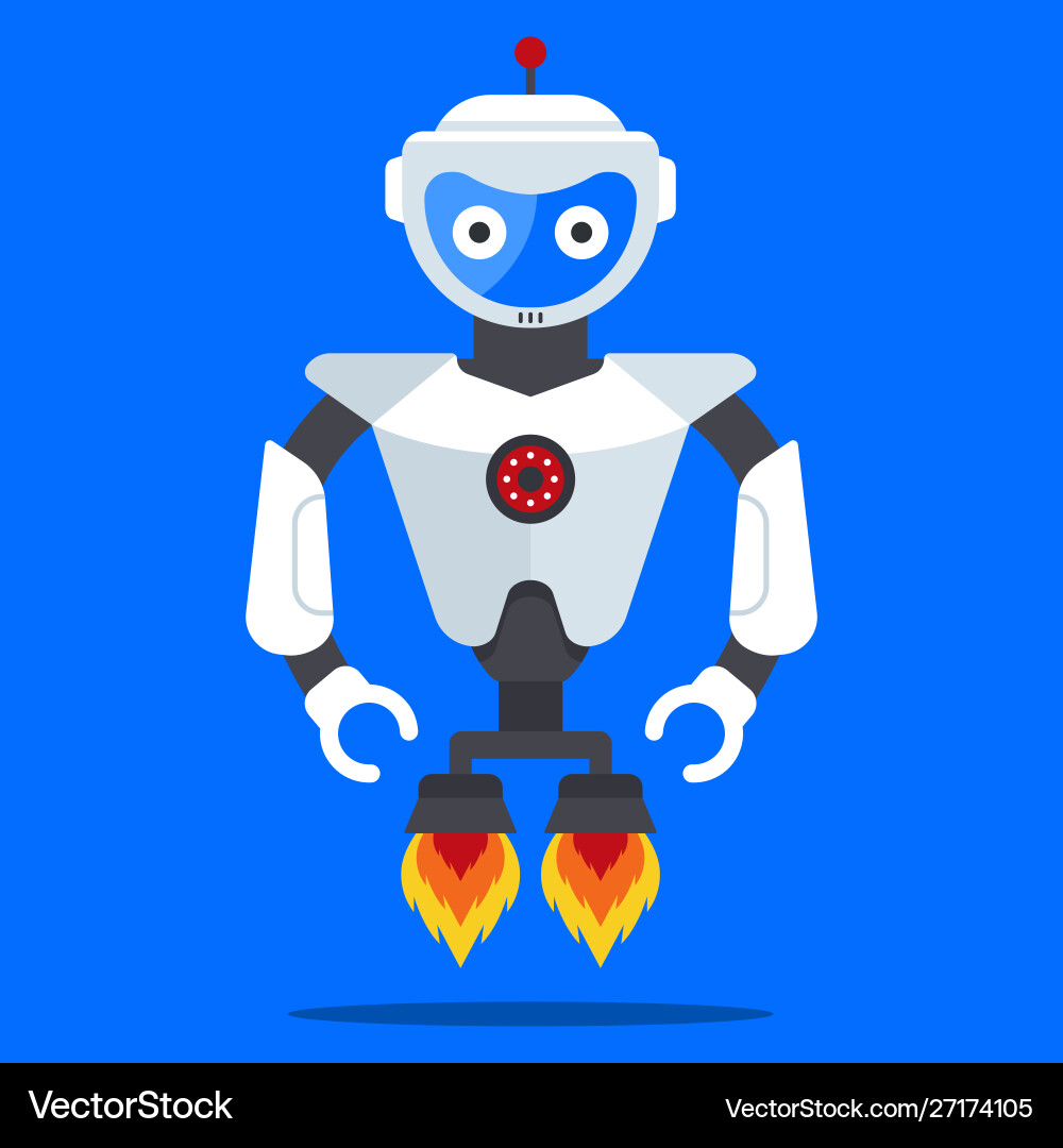 Flying robot from future Royalty Free Vector Image