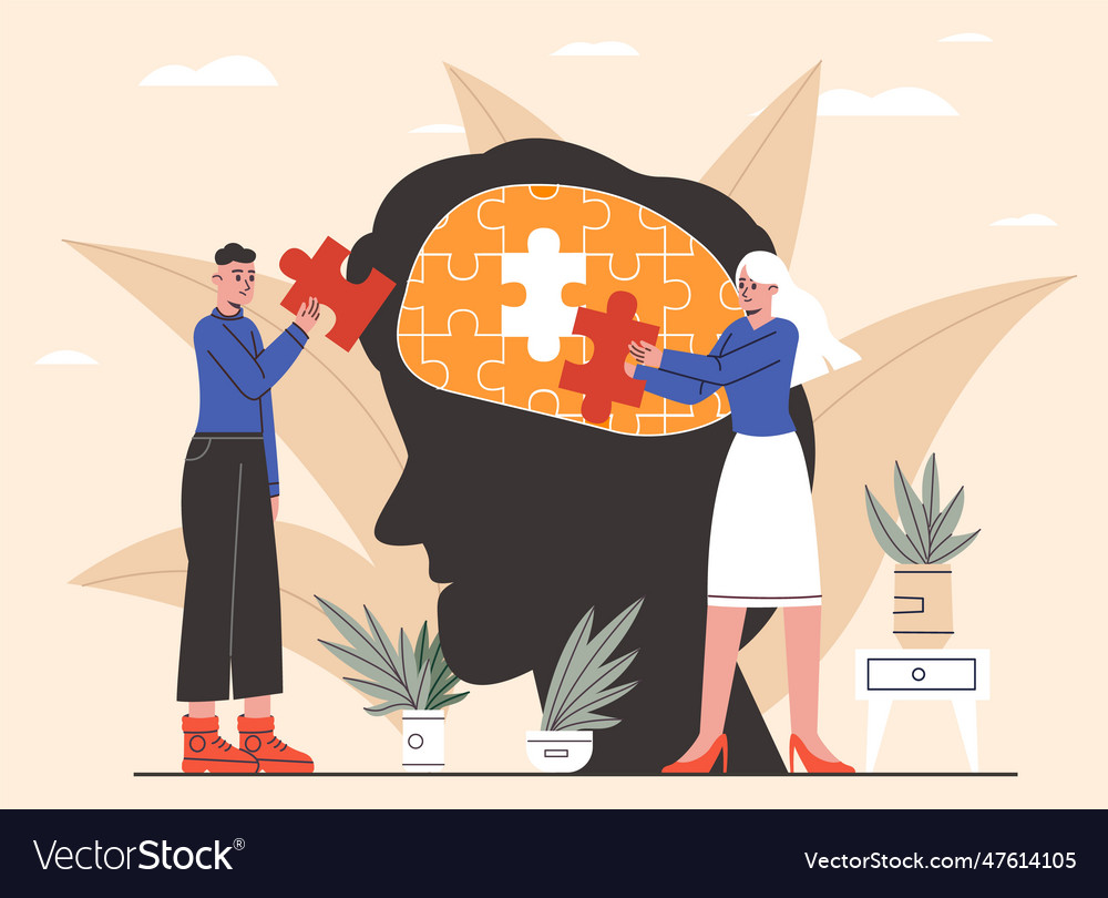 Mental health man and woman putting together Vector Image