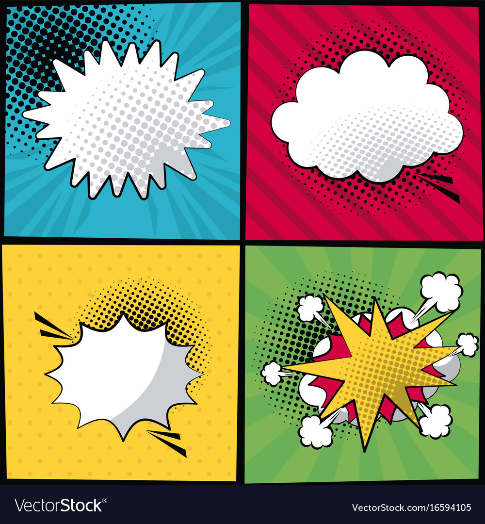 Multicolored Square Banner In Pop Art Style Vector Image