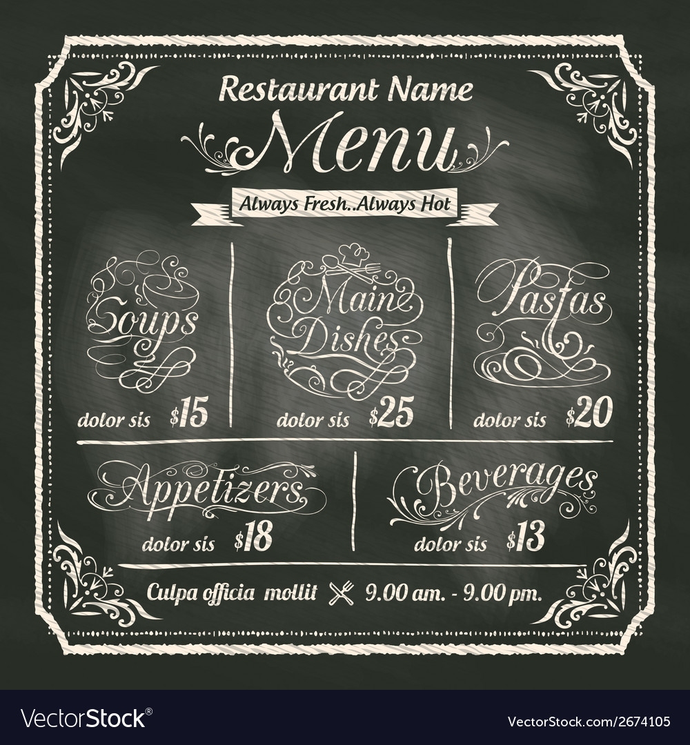 menu chalkboard design