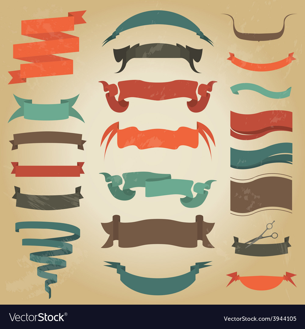 Set of retro ribbons and arrows banner Royalty Free Vector