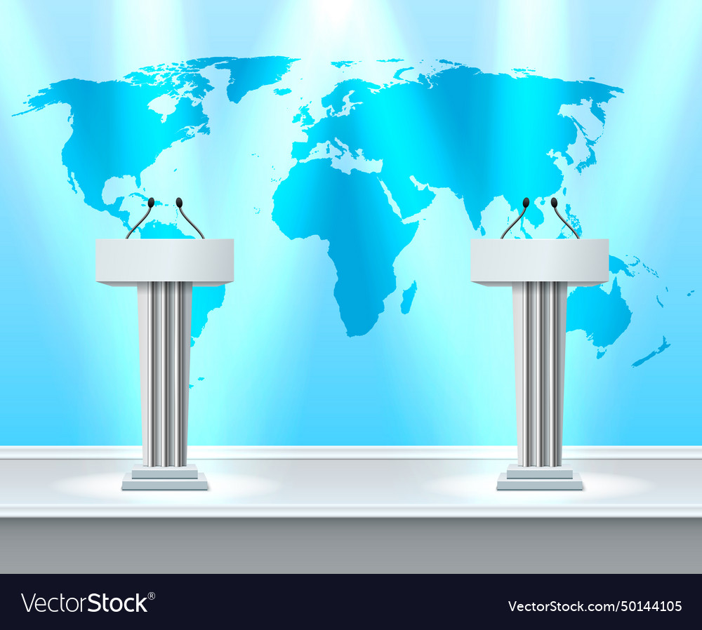 Tribune realistic debate composition Royalty Free Vector