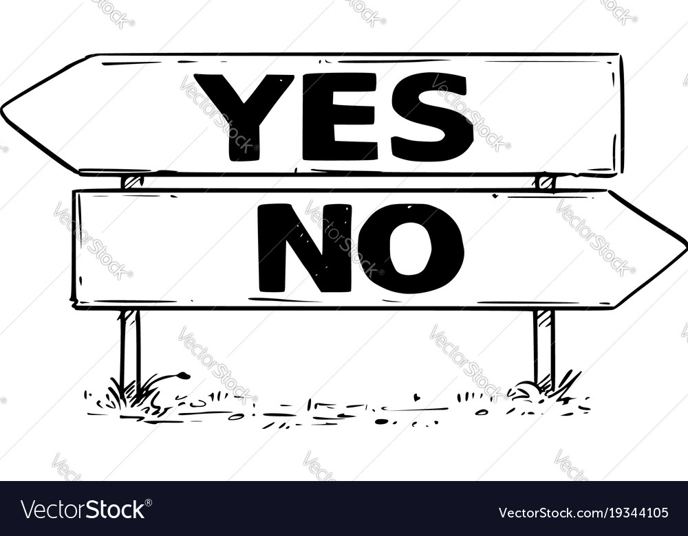 Two arrow sign drawing yes or no decision Vector Image