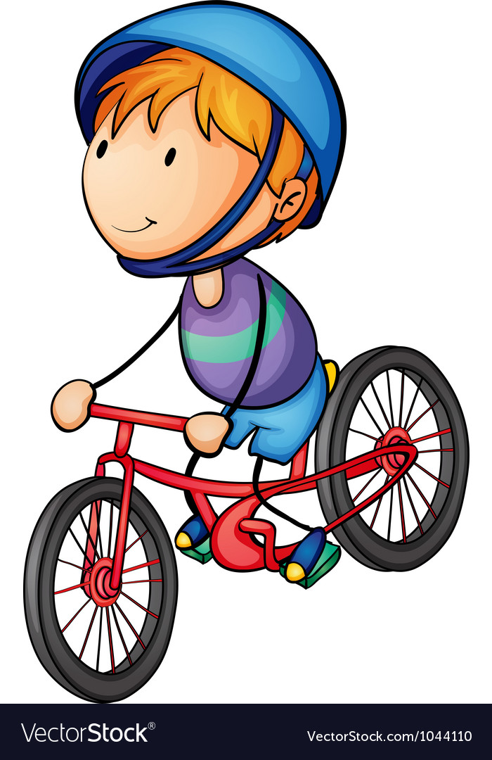 A boy riding on bicycle Royalty Free Vector Image