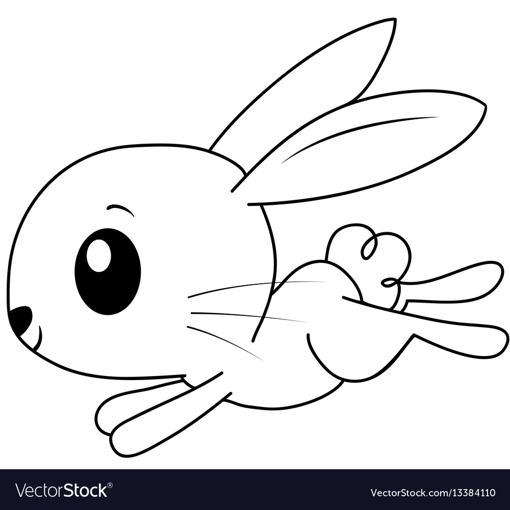 rabbit cartoon black and white