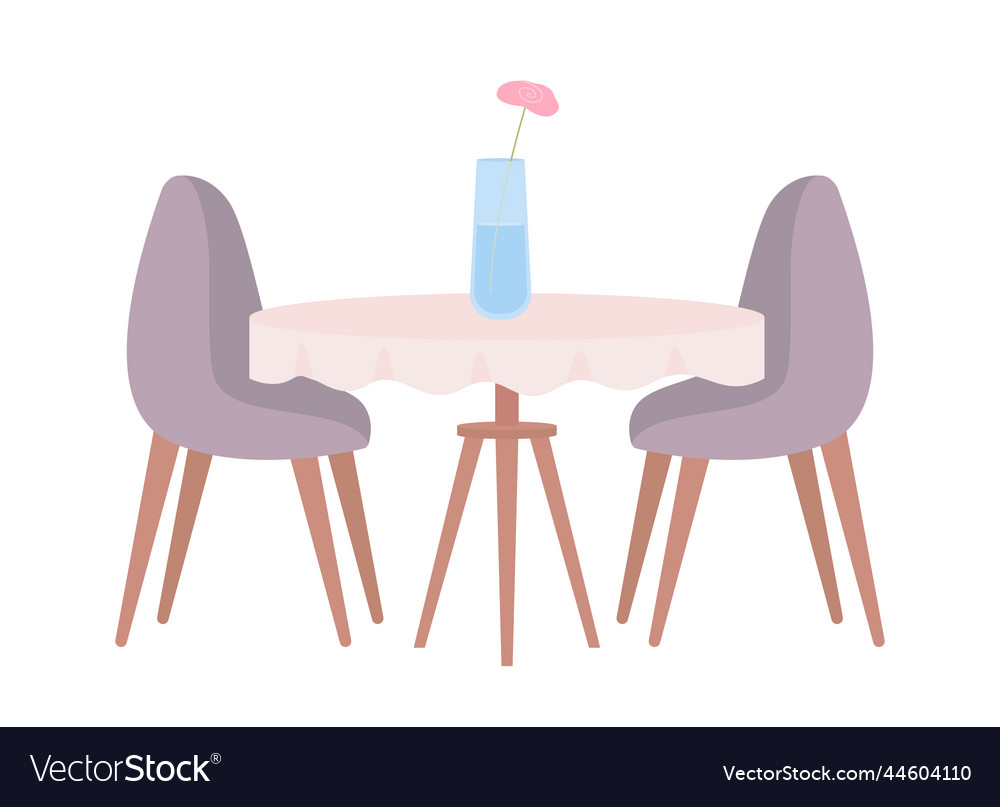 Dining table with flower vase semi flat color