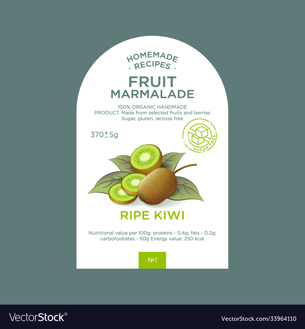 Label packaging kiwi marmalade nature organic Vector Image