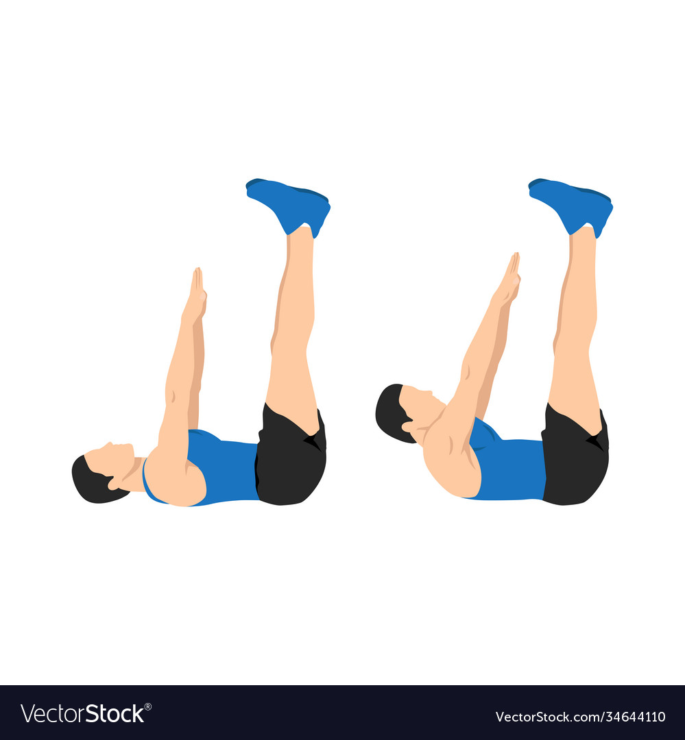 Man doing toe reaches crunches exercise Royalty Free Vector